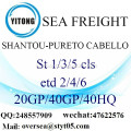 Shantou poort zeevracht verzending naar Pureto Cabello